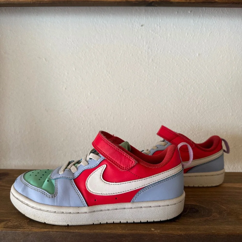 Nike Court Borough Low Recraft Kids Sneakers Red Blue Green DV5457-400 Size 13C